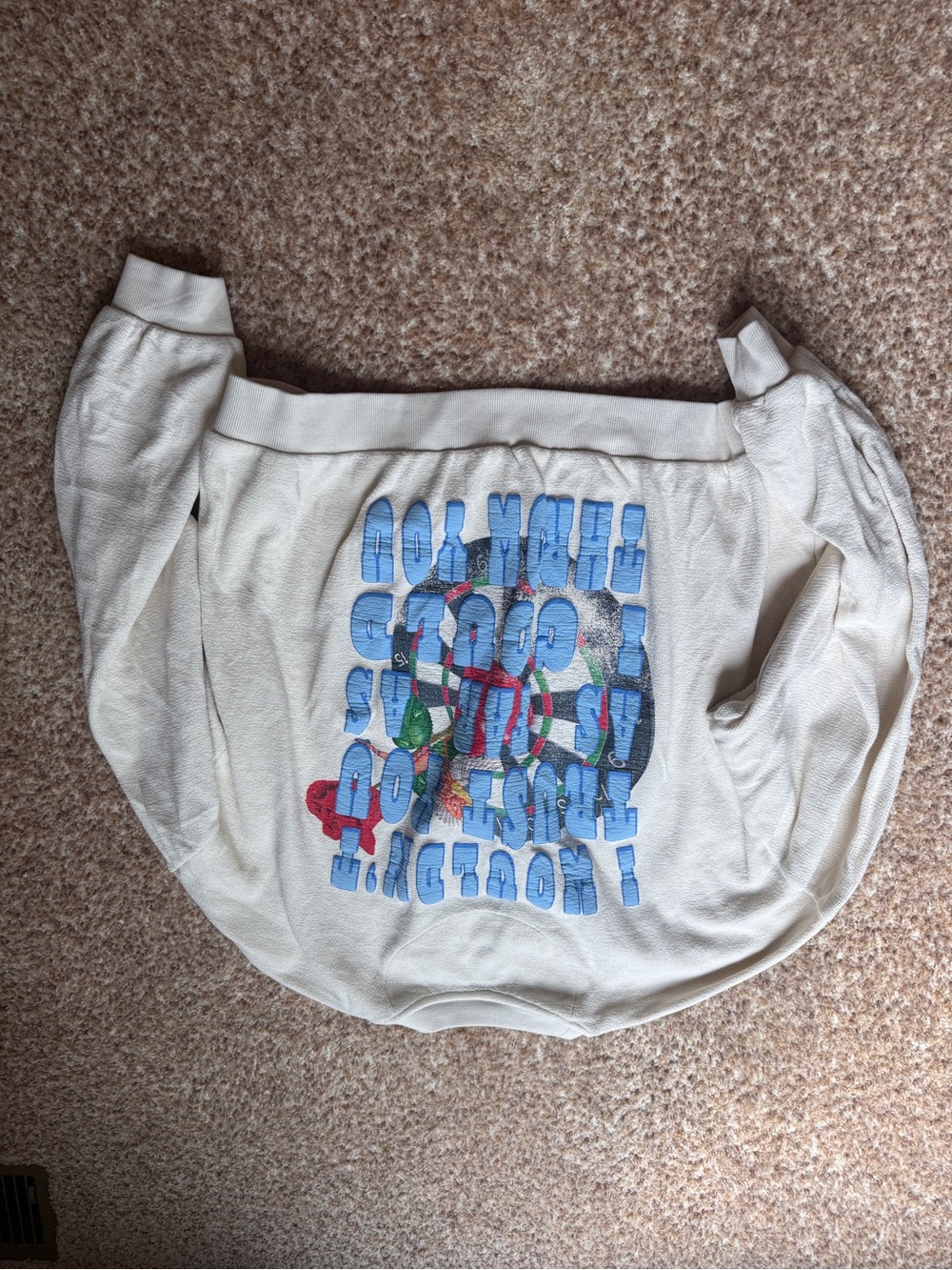Boys lie Cream Crewneck Sweatshirt with Dartboard Graphic size small - Picture 4 of 4